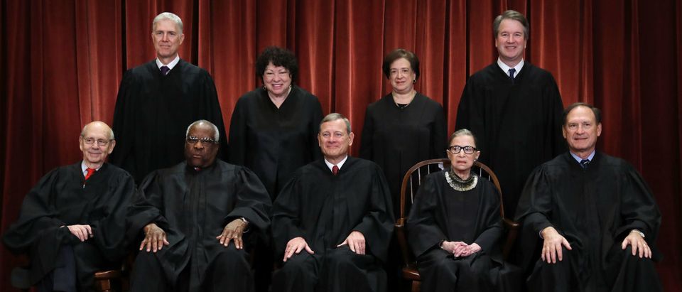 The justices of the Supreme Court pose for their official portrait on November 30, 2018. (Chip Somodevilla/Getty Images)