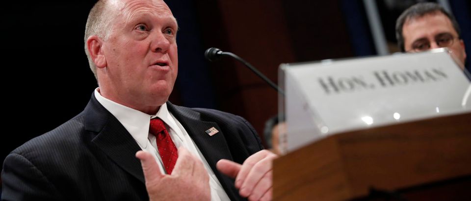 WASHINGTON, DC - MAY 22: Thomas Homan, acting director of U.S. Immigration and Customs Enforcement, testifies before the House Homeland Security Committee's Border and Marine Security subcommittee on Capitol Hill on May 22, 2018 in Washington, DC. Republican House members are calling for reform to asylum processes. (Photo by Aaron P. Bernstein/Getty Images)
