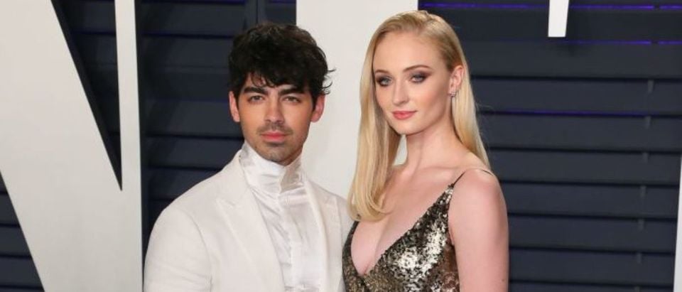 British actress Sophie Turner and boyfriend singer Joe Jonas attend the 2019 Vanity Fair Oscar Party following the 91st Academy Awards at The Wallis Annenberg Center for the Performing Arts in Beverly Hills on February 21, 2019. (Photo credit: JEAN-BAPTISTE LACROIX/AFP/Getty Images)