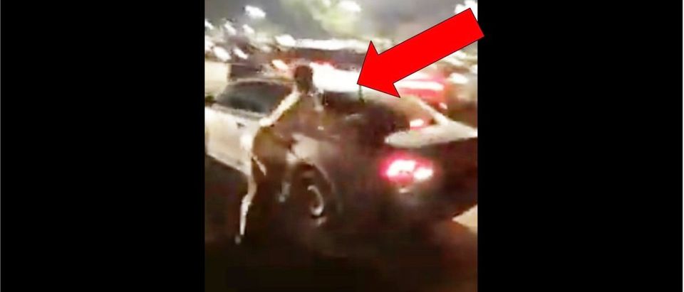 Woman hit by car (Credit: Screenshot/ LiveLeak Video https://www.liveleak.com/view?t=kuZ9P_1556825473)
