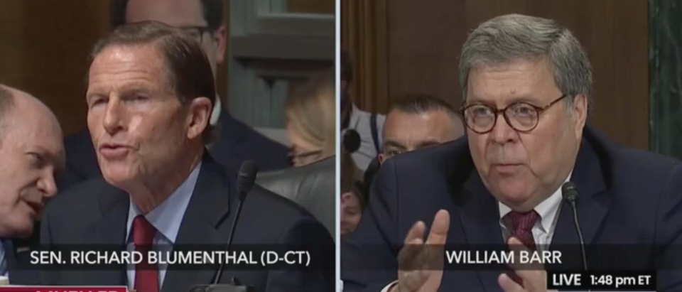 Sen. Richard Blumenthal (D-CT) questions AG William Barr. Screen Shot/C-Span3