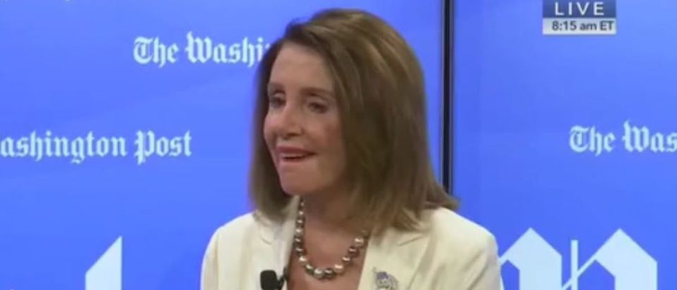 House Speaker Nancy Pelosi got laughs when she was asked about going after President Donald Trump's tax returns and joked about arresting Treasury Secretary Steve Mnuchin for keeping the returns private on May 8, 2019. Grabien screenshot