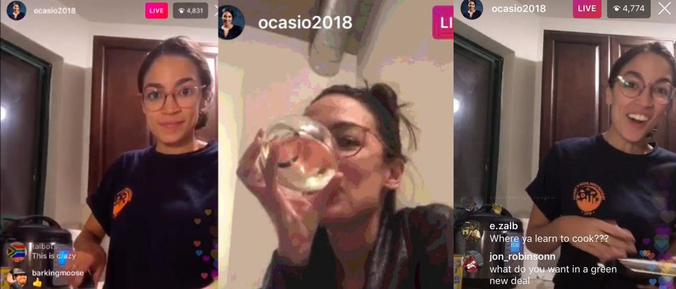 Alexandria Ocasio-Cortez on her Instagram livestream where she compared US immigration policy to the Holocaust. (Daily Caller)