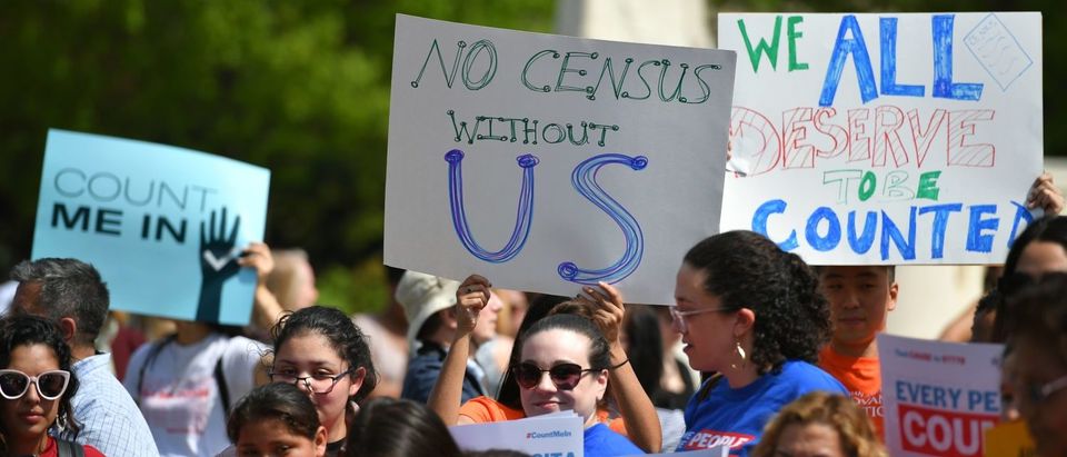 Demonstrators rally at the Supreme Court to protest a proposal to add a citizenship question in the 2020 Census on April 23, 2019. (Mandel Ngan/AFP/Getty Images)