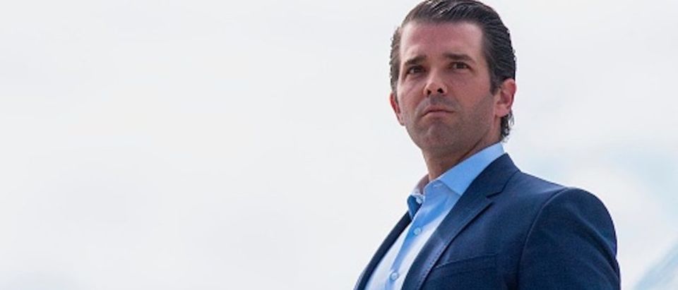 Donald Trump Jr., walks off Air Force One in Great Falls, Montana, on July 5, 2018