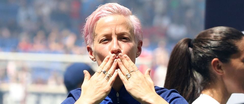 Megan Rapinoe of the United States salutes the fans after the match against Mexico at Red Bull Arena on May 26, 2019 in Harrison, New Jersey. (Elsa/Getty Images)