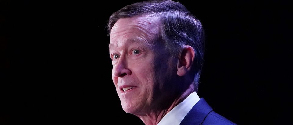 Democratic 2020 U.S. presidential candidate John Hickenlooper speaks on stage at the Presidential Candidate Forum hosted by NALEO at Telemundo Center in Miami, Florida, U.S., June 21, 2019. REUTERS/Carlo Allegri.