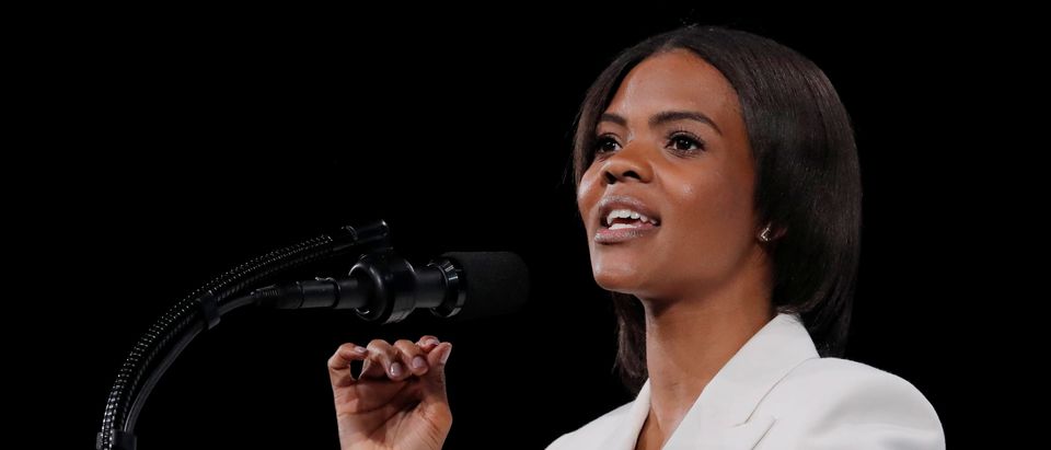 Activist Candace Owens addresses the 148th National Rifle Association (NRA) annual meeting in Indianapolis, Indiana