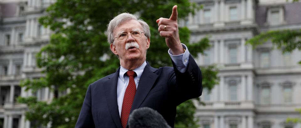 U.S. national security adviser John Bolton talks to reporters at the White House in Washington, U.S., May 1, 2019. REUTERS/Kevin Lamarque