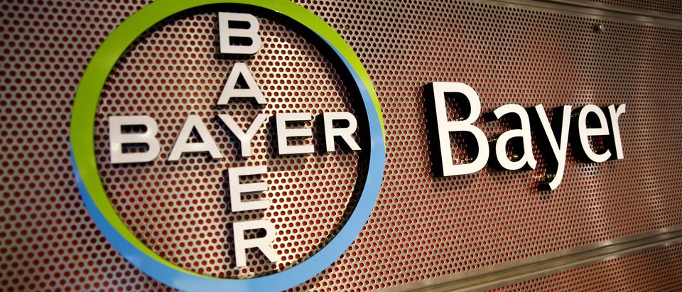 FILE PHOTO: Logo of Bayer AG is pictured at the annual results news conference of the German drugmaker in Leverkusen
