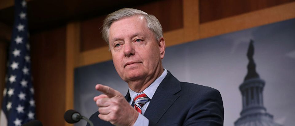 Senate Judiciary Committee Chairman Lindsey Graham holds a news conference to discuss the summary of special counsel Robert Mueller's investigation at the U.S. Capitol March 25, 2019 in Washington, D.C.(Photo by Chip Somodevilla/Getty Images)