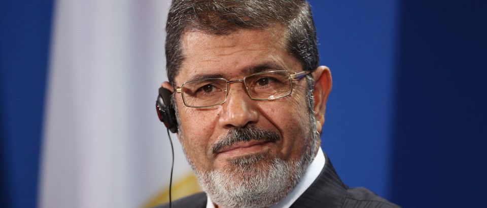 Egyptian President Mohamed Mursi speaks to the media with German Chancellor Angela Merkel (not pictured) following talks at the Chancellery on January 30, 2013 in Berlin, Germany. (Photo by Sean Gallup/Getty Images)