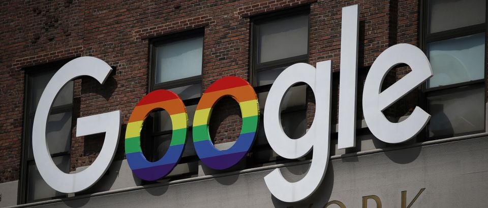 The Google logo adorns the outside of their NYC office Google Building (Drew Angerer/Getty Images)
