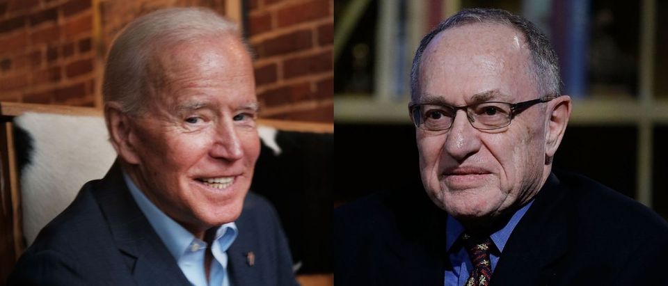 Former Harvard law professor Alan Dershowitz said he would vote for former vice president Joe Biden over President Donald Trump in a 2020 matchup during a radio interview June 13, 2019. (Spencer Platt/Getty Images and John Lamparski/Getty Images for Hulu)
