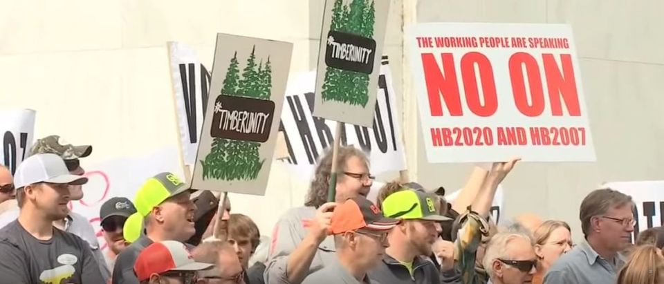 Oregonians protest HB 2020 in a video posted on June 20, 2019. YouTube screenshot/KPTV FOX 12 Oregon