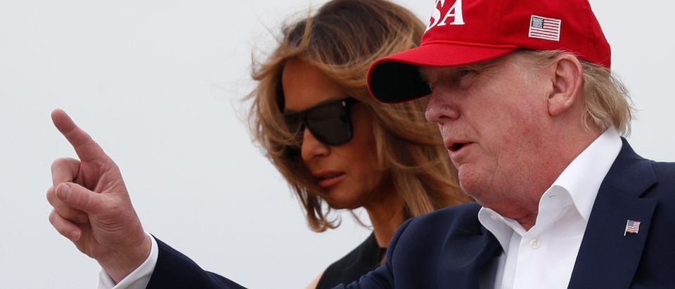 U.S. President Donald Trump and first lady Melania Trump disembark from Air Force One as they arrive following overseas travel at Joint Base Andrews, Maryland, June 7, 2019. REUTERS/Carlos Barria