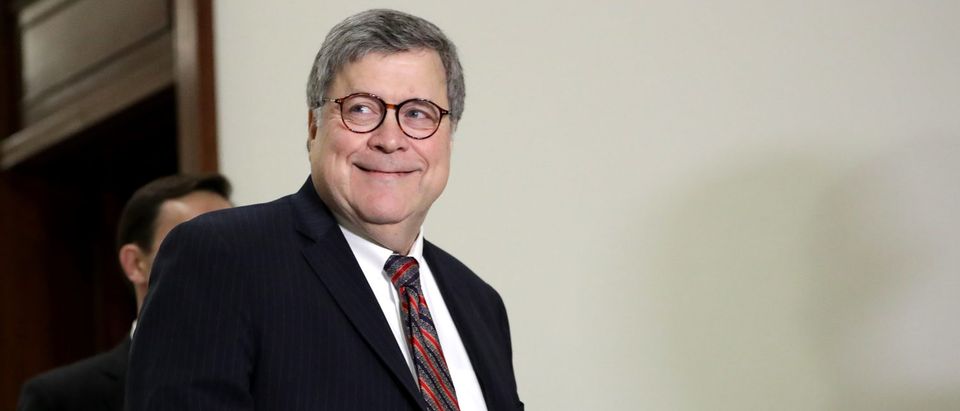 U.S. Attorney General nominee William Barr (C) arrives for a meeting with Senate Judiciary Committee member Sen. Lindsay Graham in his office in the Russell Senate Office Building on Capitol Hill Jan. 9, 2019 in Washington, D.C. (Photo by Chip Somodevilla/Getty Images)