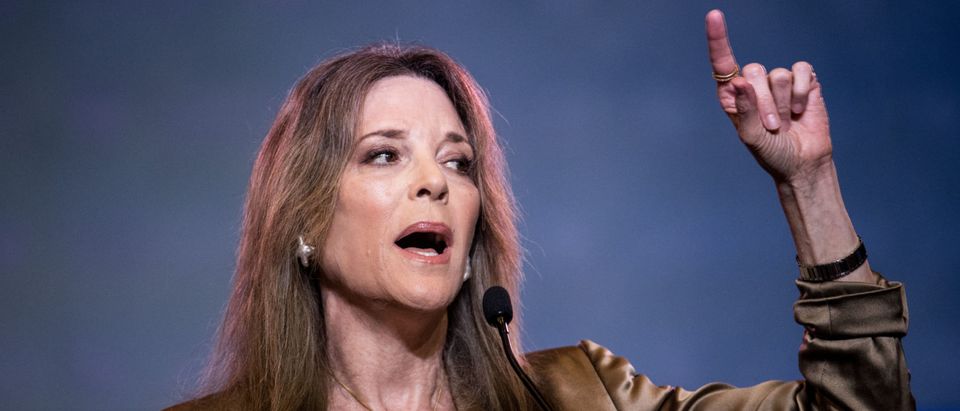 Democratic presidential candidate, author, Marianne Williamson addresses the crowd at the 2019 South Carolina Democratic Party State Convention on June 22, 2019 in Columbia, South Carolina. Democratic presidential hopefuls are converging on South Carolina this weekend for a host of events where the candidates can directly address an important voting bloc in the Democratic primary. (Photo by Sean Rayford/Getty Images)