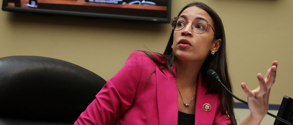 U.S. Rep. Alexandria Ocasio-Cortez (D-NY) speaks during a hearing before the House Oversight and Reform Committee June 26, 2019 on Capitol Hill in Washington, DC. (Alex Wong/Getty Images)