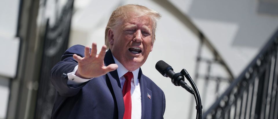 U.S. President Donald Trump takes questions from reporters during his 'Made In America' product showcase at the White House July 15, 2019 in Washington, DC. (Chip Somodevilla/Getty Images)