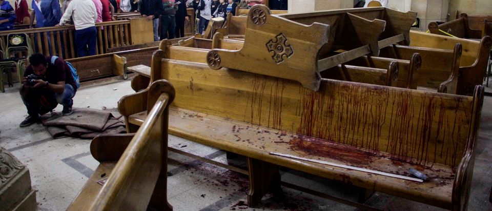 The Islamic State claimed responsibility for the bombing at the Mar Girgis Coptic Orthodox Church in Tanta, Egypt. (Photo by STRINGER/AFP/Getty Images)