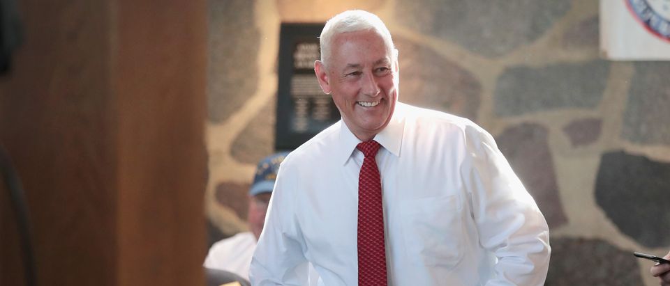 Greg Pence, Republican candidate for the U.S. House of Representatives, arrives at a primary-night watch party on May 8, 2018 in Columbus, Indiana. Greg Pence is the older brother of Vice President Mike Pence. (Photo by Scott Olson/Getty Images)
