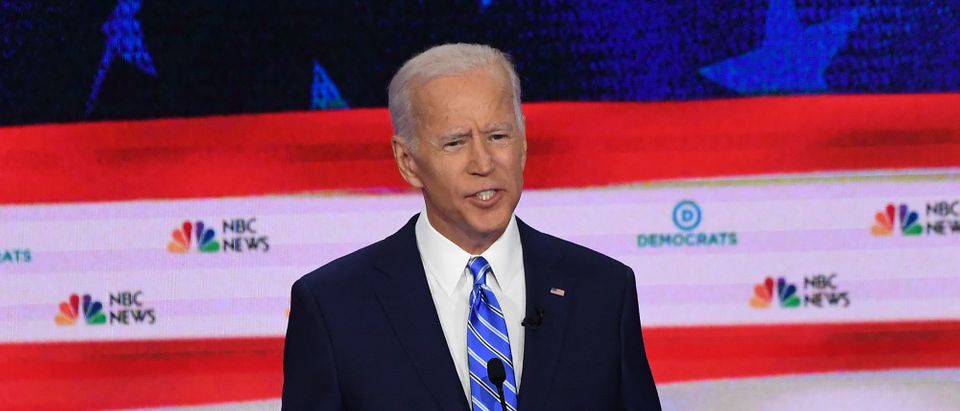 Democratic presidential hopeful former US Vice President Joseph R. Biden speaks during the second Democratic primary debate of the 2020 presidential campaign season hosted by NBC News at the Adrienne Arsht Center for the Performing Arts in Miami, Florida, June 27, 2019. ( SAUL LOEB/AFP/Getty Images)