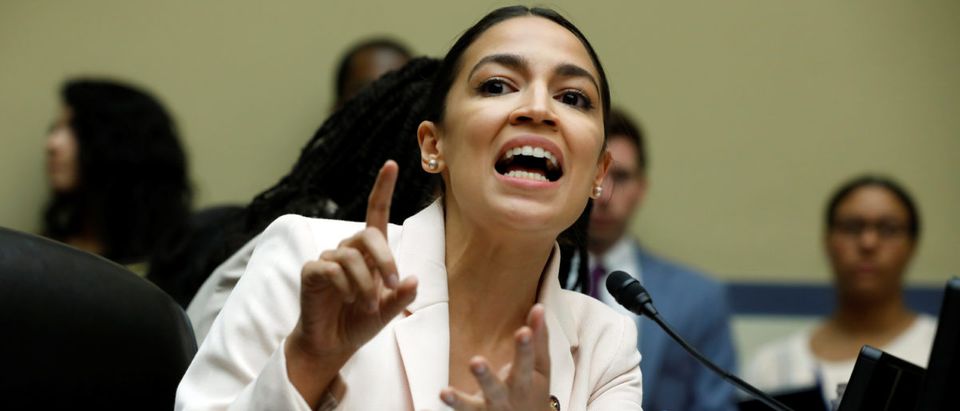 Rep. Alexandria Ocasio-Cortez (D-NY) speaks during House Oversight and Reform Committee hearing on contempt votes on whether to find Attorney General William Barr and Commerce Secretary Wilbur Ross in contempt of Congress for withholding Census documents on Capitol Hill in Washington, U.S., June 12, 2019. REUTERS/Yuri Gripas