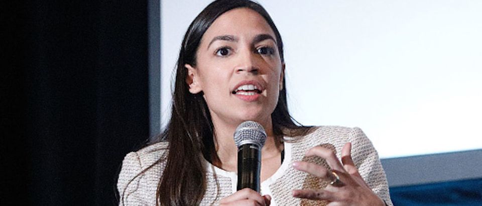 NEW YORK, NY - MARCH 03: US Representative Alexandria Ocasio-Cortez on stage during the 2019 Athena Film Festival closing night film, "Knock Down the House" at the Diana Center at Barnard College on March 3, 2019 in New York City. (Photo by Lars Niki/Getty Images for The Athena Film Festival)