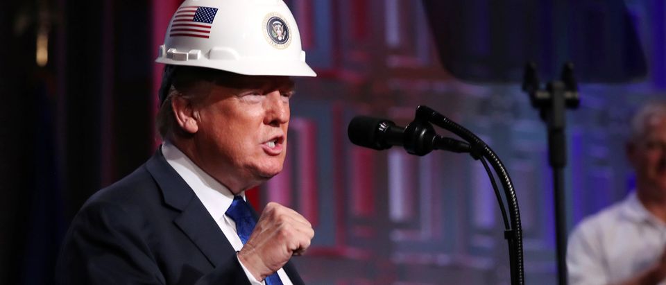 U.S. President Trump addresses the Electrical Contractors Association Convention in Philadelphia, Pennsylvania