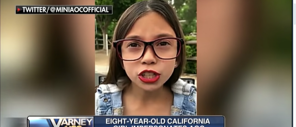Screenshot/Public/YouTube "8-year-old Ocasio-Cortez impersonator makes a splash online"