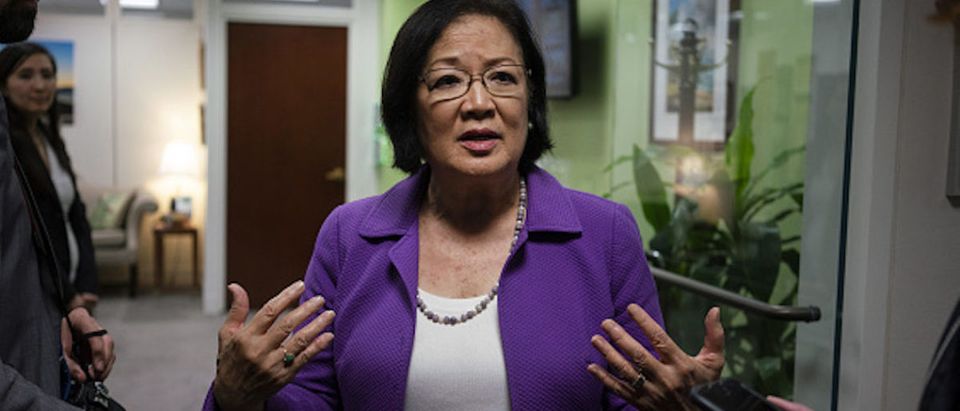 Senator Mazie Hirono, a Democrat from Hawaii, speaks with reporters on Capitol Hill in Washington, D.C., U.S., on Thursday, Sept. 20, 2018 Photographer: Aaron P. Bernstein/Bloomberg via Getty Images