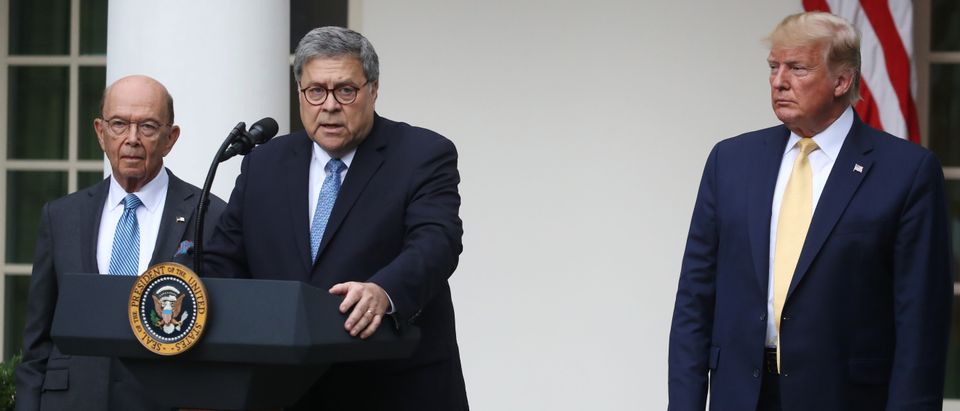 Attorney General William Barr speaks during a press conference on the census with President Donald Trump and Secretary of Commerce Wilbur Ross in the Rose Garden of the White House on July 11, 2019. (Mark Wilson/Getty Images)
