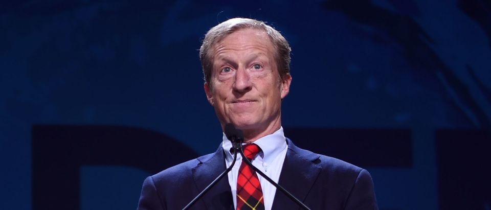 US philanthropist Tom Steyer speaks on stage during the 2019 California Democratic Party State Convention at Moscone Center in San Francisco, California on June 1, 2019. (JOSH EDELSON/AFP/Getty Images)