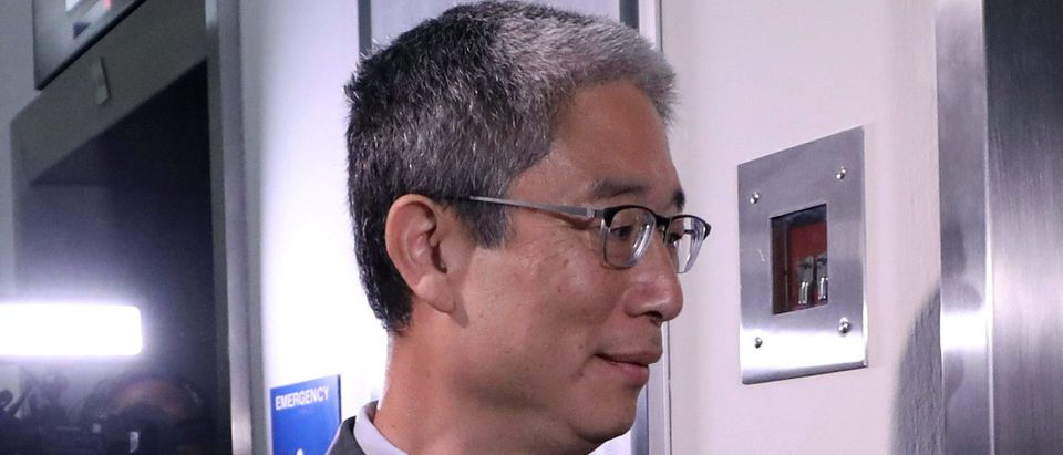 Former associate deputy U.S. attorney general Bruce Ohr enters an elevator after testifying behind closed doors before the House Judiciary and House Oversight and Government Reform Committees on his alleged contacts with Fusion GPS founder Glenn Simpson and former British spy Christopher Steele, who compiled a 'dossier' of allegations linking Donald Trump to Russia, on Capitol Hill in Washington, U.S., August 28, 2018. REUTERS/Chris Wattie