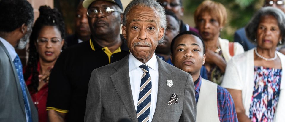 Reverend Al Sharpton from the National Action Network speaks with reporters about U.S. President Donald Trump's tweets about Baltimore in Baltimore, Maryland