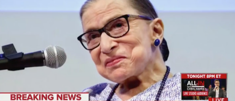 Justice Ruth Bader Ginsburg undergoes cancer treatment. Screen Shot/MSNBC