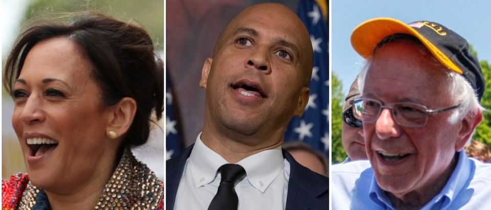 2020 presidential candidates Cory Booker, Kamala Harris and Bernie Sanders have campaigned at a Las Vegas church. (Justin Sullivan/Getty Images, Aaron P. Bernstein/Getty Images, Brian Frank/Reuters)