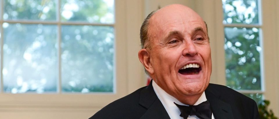 Giuliani arrives for a State Dinner for Australiaís Prime Minister Morrison at the White House in Washington