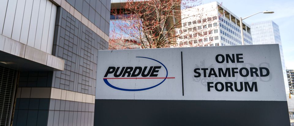 Purdue Pharma headquarters stands in downtown Stamford, April 2, 2019 in Stamford, Connecticut. (Drew Angerer/Getty Images)