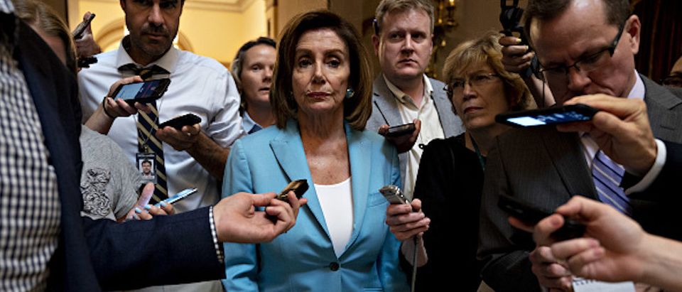 House Speaker Nancy Pelosi, a Democrat from California, pauses while speaking to members of the media at the U.S. Capitol in Washington, D.C., U.S., on Thursday, Aug. 1, 2019
