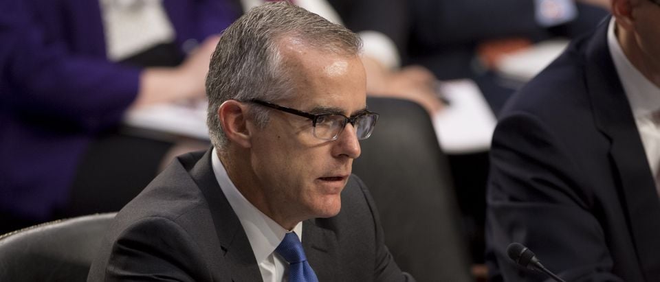Acting FBI Director Andrew McCabe testifies during a Senate Select Intelligence Committee hearing on the Foreign Intelligence Surveillance Act on Capitol HIll in Washington, DC, June 7, 2017. (SAUL LOEB/AFP/Getty Images)