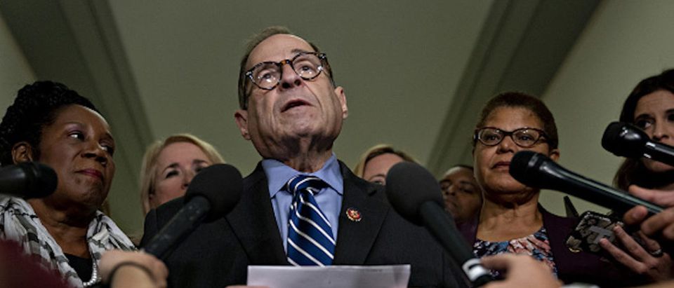 Representative Jerry Nadler, a Democrat from New York and chairman of the House Judiciary Committee, speaks to members of the media after a markup on resolution for investigative practices in Washington, D.C