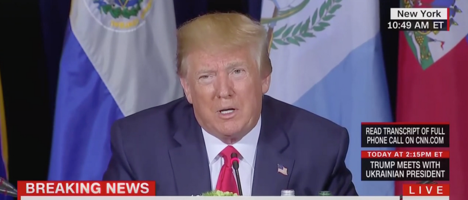 President Donald Trump addresses reporters during the UN General Assembly (CNN Screenshot: September 25, 2019)
