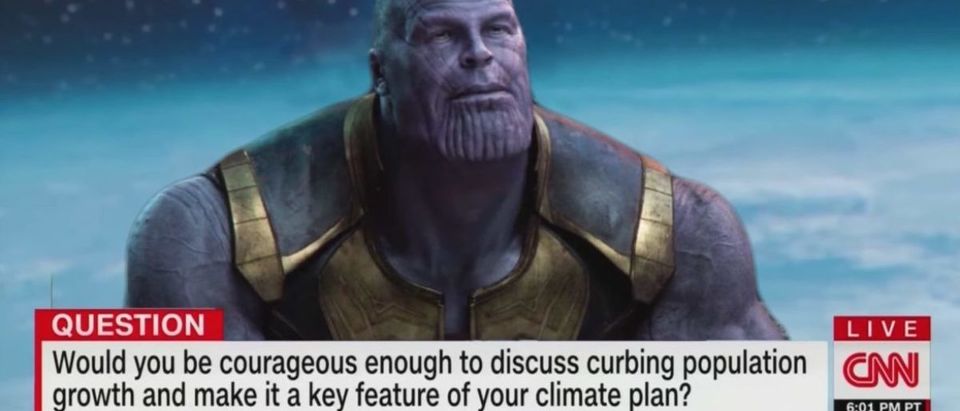 Screen Shot:Youtube:The Daily Caller News Foundation:Is Bernie Sanders Actually Thanos From The Avengers?