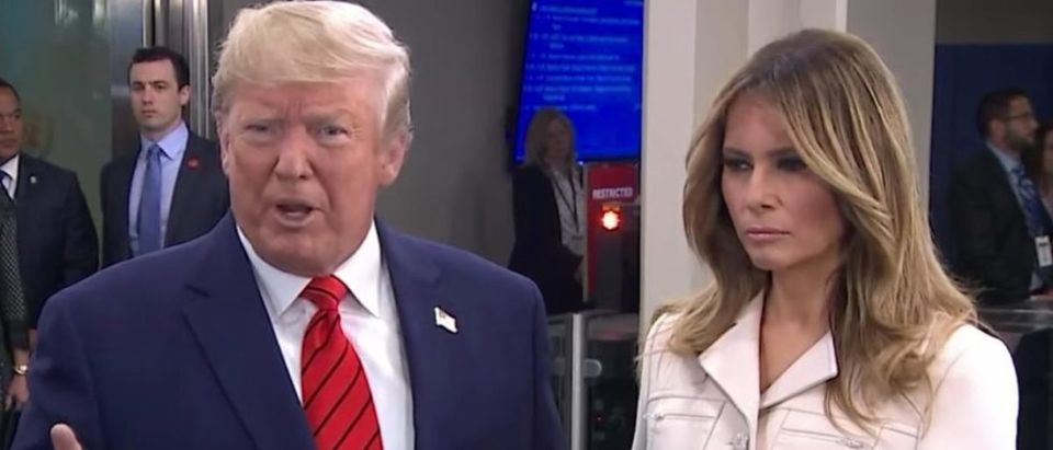 President Trump at United Nations General Assembly with Melania Trump, Sept. 24, 2019. (YouTube screen capture/Washington Post)