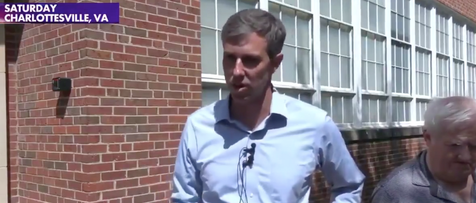 Beto O'Rourke speaks to supporters in Charlottesville, VA. Screen Shot/MSNBC