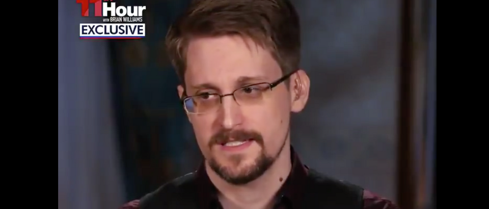 Edward Snowden appears on "The 11th Hour" with Brian Williams on MSNBC. Screen Shot/MSNBC