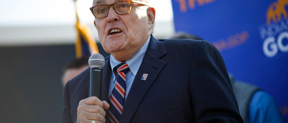 Former New York City Mayor Rudy Giuliani arrives to campaign for Republican Senate hopeful Mike Braun on November 3, 2018 in Franklin Township, Indiana. (Aaron P. Bernstein/Getty Images)