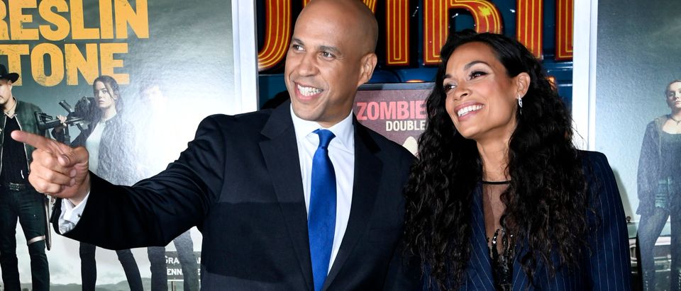U.S. Sen. Cory Booker and Rosario Dawson attend the Premiere Of Sony Pictures' "Zombieland Double Tap" at Regency Village Theatre on Oct. 10, 2019 in Westwood, California. (Photo by Frazer Harrison/Getty Images)